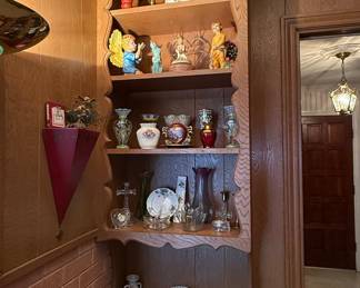 Mid-Century Modern Custom Built-in Wall Shelving Unit with Scalloped Edges