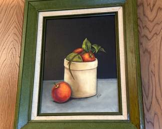 Still Life with Apples in Crock by F. Cox