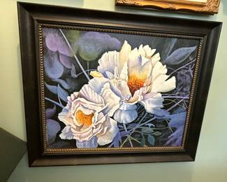White Peonies Oil Painting on Canvas
