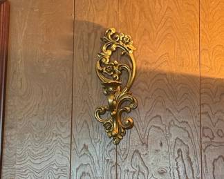 Vintage Homco 4118 Ornate Gold Floral Scroll Wall Sconce