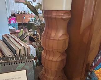 Mid-Century Modern Turned Wood Pillar Candle Holder