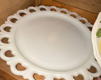 Anchor Hocking Milk Glass "Old Colony" Lace Edge Plate
