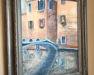 Venetian Canal Scene Oil Painting