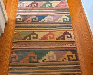 Vintage Mexican Zapotec handwoven runner rug
