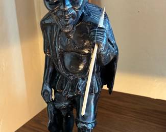 Signed Bronze Sculpture Fisherman