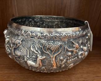 MCM Repousse Silver Hammered Bowl, Bangkok, Thailand
