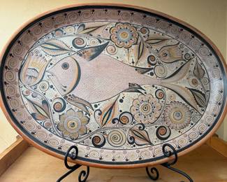 Tlaquepaque, Mexico award winning mosaic large fish plate 12 X 19"