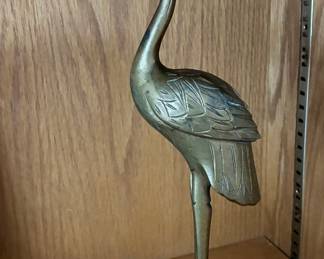 Heron with turtle brass sculpture