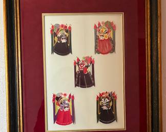 Beijin Opera, China framed miniature masks