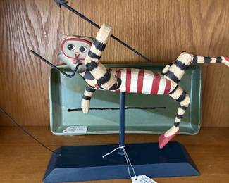 Cat spear fishing folk art
