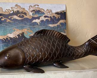 Bronze koi carp, Okimono