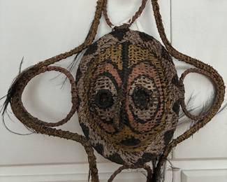 Vintage Papua New Guinea Woven Turtle Mask from the Sepik River Region