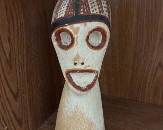 Hand carved Anthropomorphic Totem Head from the Trobiand Islands