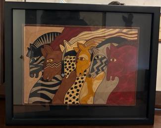 Laurel Burch “Moroccan Mares” Framed Needllepoint with Beads