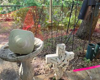 Cement cross, Cement birdbath