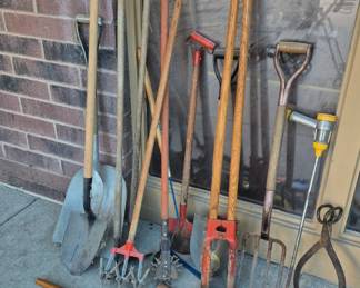 2 Full tables of tools and related items. Much outdoor tools