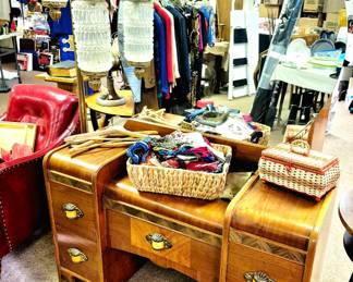 Furniture added from last estate. Vintage waterfall vanity w/ mirror