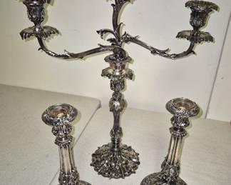 Sterling and silverplate candlesticks 