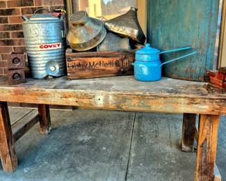 Much rustic wood and metal