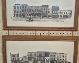 Framed Nina Miller dated, signed and numbered "West Side Market Square" and "East Side Market Square" both 11 of 125 dated March 1978 