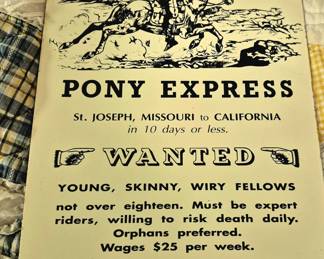 Porcelain "Pony Express" metal sign 