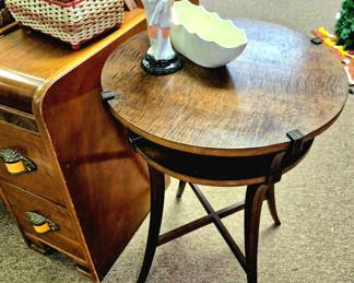 Antique lamp and parlor tables