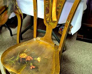 Antique Victorian-era hand painted side chair