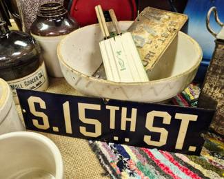 Vintage St. Joseph porcelain metal "S. 15th St." street sign