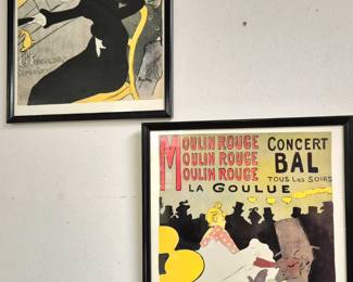 Framed reproduction lithographs. Henri de Toulouse-Lautrec
