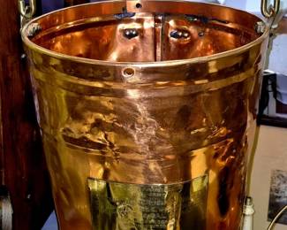 Vintage copper w/ brass handle fire bucket