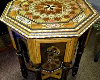 Much modern and antique furniture. Vintage Moroccan side table
