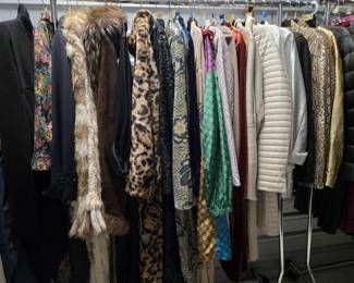 A huge lot of furs, luxury clothing, blazers, jackets 