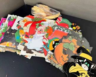 BK130Vintage Halloween Christmas Die Cut Cardboard Decorations