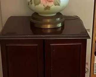 BK280Jewelry Armoire And Vintage Hurricane Lamp