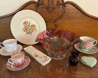 BK264Vintage Glass Tea Cups Plate