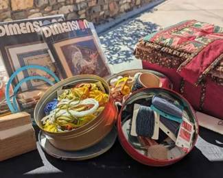 BK140Assorted Sewing Items And Sewing Basket