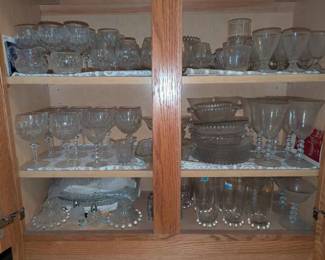 BK250Clear Pressed Glass, Crystal Stemware, Vintage Imperial Candlewick Beaded Edge Glass