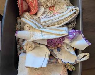 BK255Mystery Hankies, Doilies, And Vintage Table linens