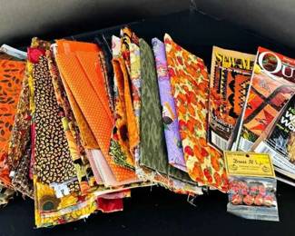 BK137Halloween And Fall Fabric Assortment Vintage And New