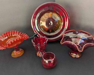 BK143VVintage Amberina And Carnival Art Glass