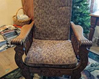 BK297VAntique Oak Morris Reclining Armchair