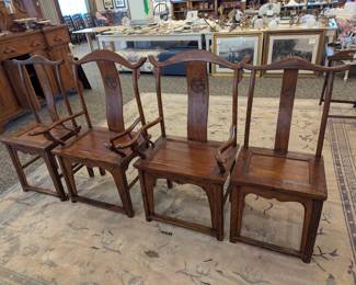 Set of four Chinese wooden chairs