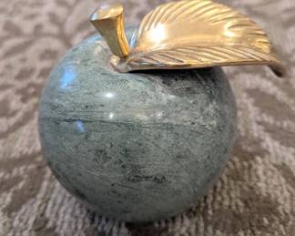 Marble Apple with bronze leaf 5 inches