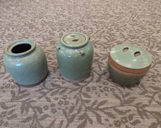 Chinese Celadon Glazed Stoneware Flower-Arranging Vessels – Set of 3 