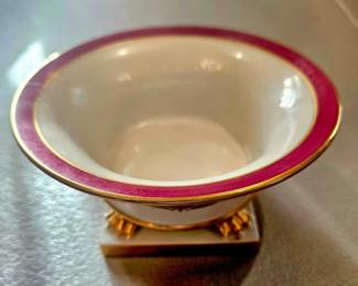 2nd view Vintage Herend Hungary Hand Painted porcelain footed cache pot, Empire Style