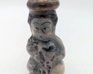 Asian pottery firgural  incense holder 4"