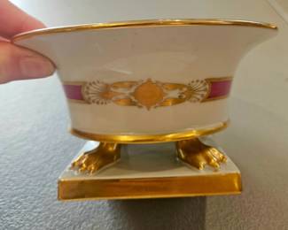 Vintage Herend Hungary Hand Painted porcelain footed cache pot, Empire Style