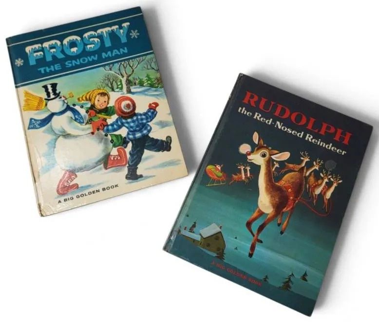 Vintage Christmas Little Golden Books – Rudolph 1964 & Frosty 1963, 2-Pc Lot
