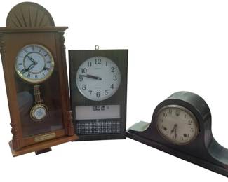 Sessions Centennial Clock, Seiko Transistor Wall Clock & Mantel Clock – 3-Pc Lot