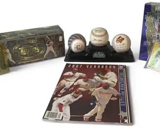 Baseball Memorabilia Lot – Topps Factory Sets, Phillies, Baseballs, Cards & More